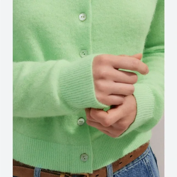ME+EM Responsible Alpaca Wool Crop Cardigan Green Women’s Size Large - Picture 3 of 11